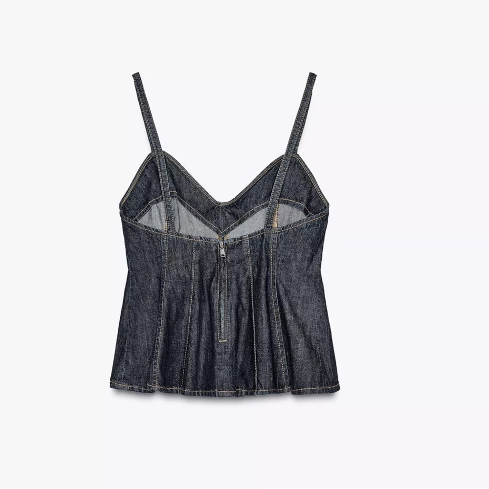 Zara Dark Denim Sleeveless Top - Picture 3 of 5